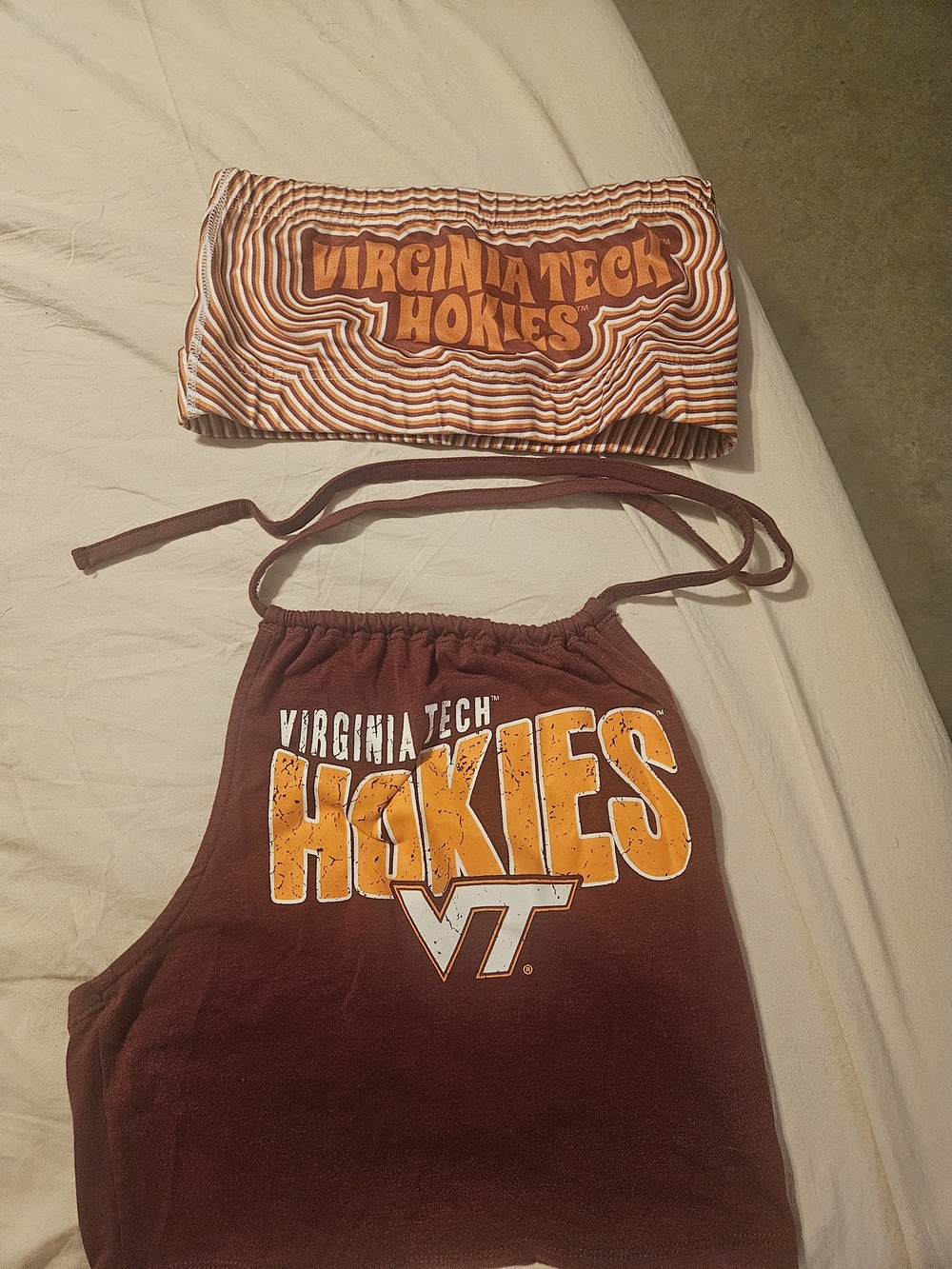 Virginia Tech Hokies Maroon & Orange Fan Crop Top Set, Size XS